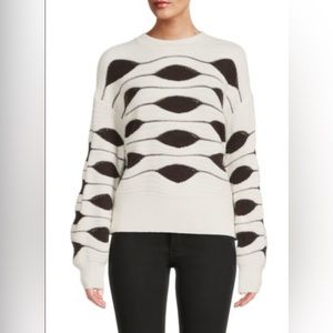 NANETTE NANETTE LEPORE Dropped Shoulder Sweater Size M  Color Cream and Brown